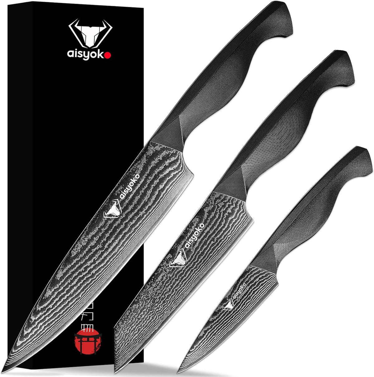 aisyoko Santoku Knife 5" inches-Japan 8C Super Steel 67 Layer Damascus Steel-Sharp Kitchen Knife-Full Tang ABS Anti-Skid Handle utility knife Cooking Knife with Luxury Gift Box