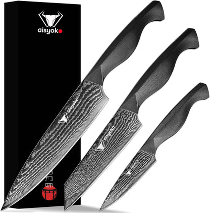 aisyoko Santoku Knife 5" inches-Japan 8C Super Steel 67 Layer Damascus Steel-Sharp Kitchen Knife-Full Tang ABS Anti-Skid Handle utility knife Cooking Knife with Luxury Gift Box