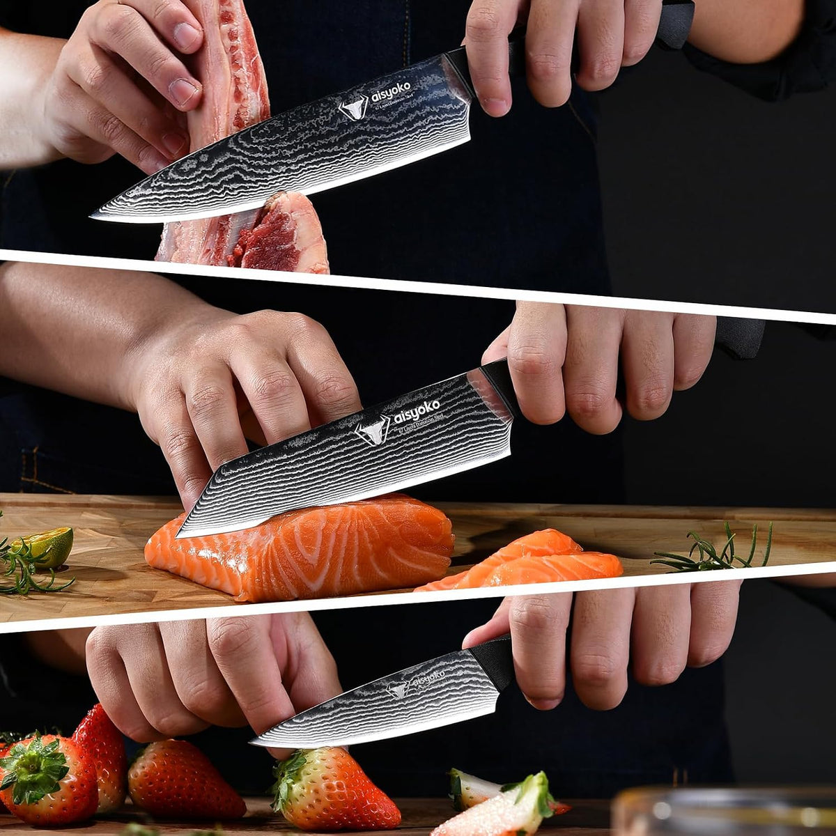 aisyoko Santoku Knife 5" inches-Japan 8C Super Steel 67 Layer Damascus Steel-Sharp Kitchen Knife-Full Tang ABS Anti-Skid Handle utility knife Cooking Knife with Luxury Gift Box