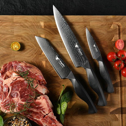 aisyoko Santoku Knife 5" inches-Japan 8C Super Steel 67 Layer Damascus Steel-Sharp Kitchen Knife-Full Tang ABS Anti-Skid Handle utility knife Cooking Knife with Luxury Gift Box
