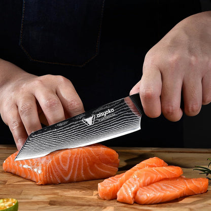 aisyoko Santoku Knife 5" inches-Japan 8C Super Steel 67 Layer Damascus Steel-Sharp Kitchen Knife-Full Tang ABS Anti-Skid Handle utility knife Cooking Knife with Luxury Gift Box
