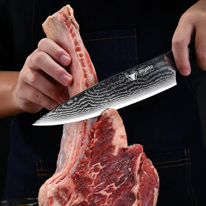 aisyoko Santoku Knife 5" inches-Japan 8C Super Steel 67 Layer Damascus Steel-Sharp Kitchen Knife-Full Tang ABS Anti-Skid Handle utility knife Cooking Knife with Luxury Gift Box