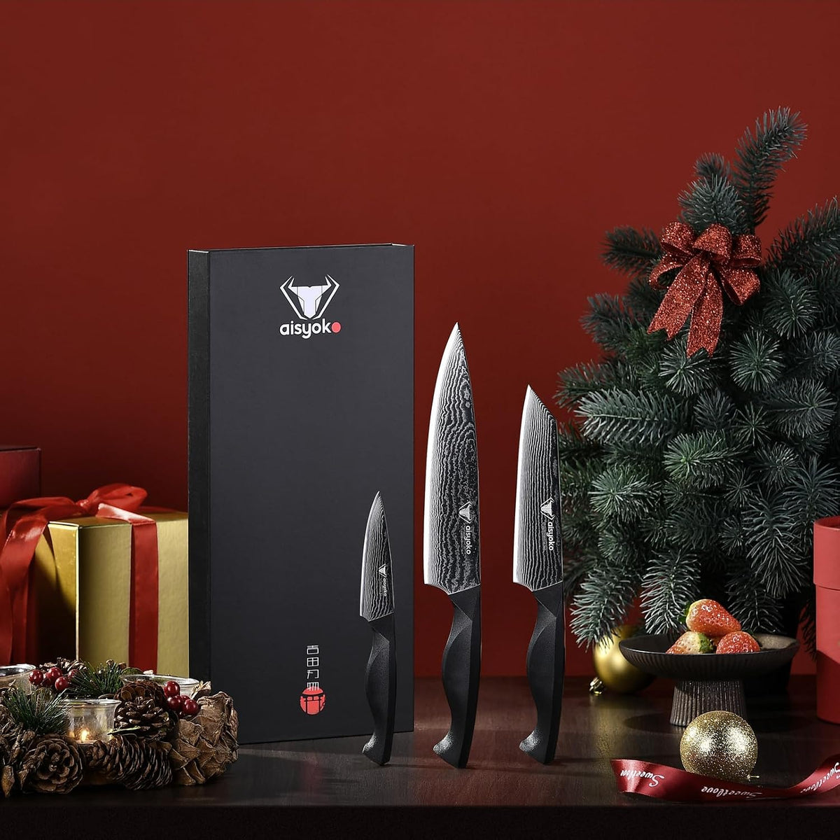 aisyoko Santoku Knife 5" inches-Japan 8C Super Steel 67 Layer Damascus Steel-Sharp Kitchen Knife-Full Tang ABS Anti-Skid Handle utility knife Cooking Knife with Luxury Gift Box