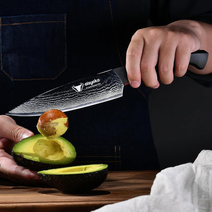 aisyoko Santoku Knife 5" inches-Japan 8C Super Steel 67 Layer Damascus Steel-Sharp Kitchen Knife-Full Tang ABS Anti-Skid Handle utility knife Cooking Knife with Luxury Gift Box