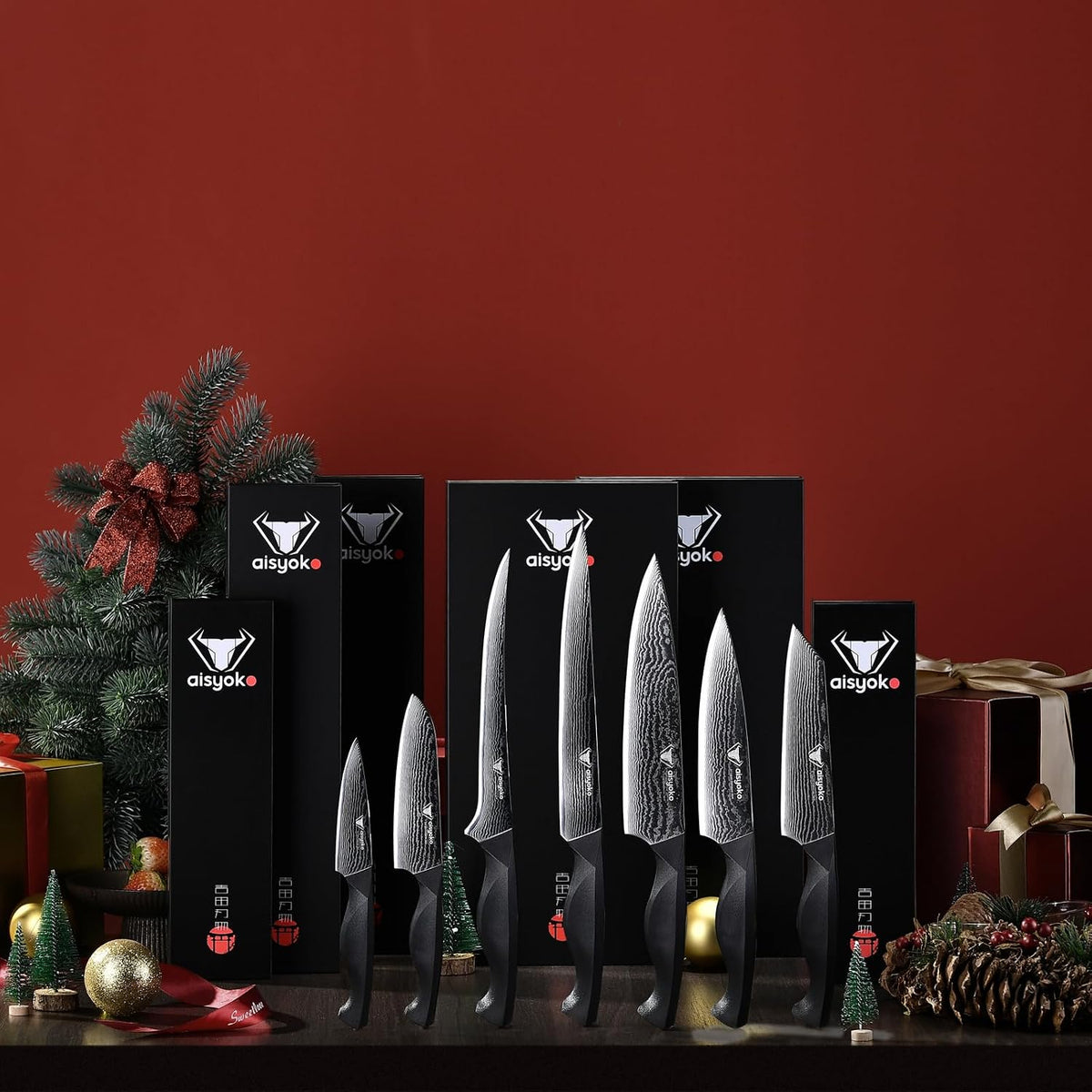aisyoko Santoku Knife 5" inches-Japan 8C Super Steel 67 Layer Damascus Steel-Sharp Kitchen Knife-Full Tang ABS Anti-Skid Handle utility knife Cooking Knife with Luxury Gift Box
