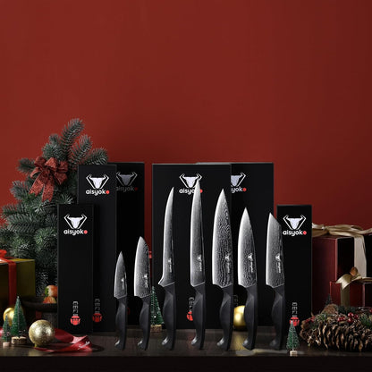 aisyoko Santoku Knife 5" inches-Japan 8C Super Steel 67 Layer Damascus Steel-Sharp Kitchen Knife-Full Tang ABS Anti-Skid Handle utility knife Cooking Knife with Luxury Gift Box