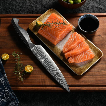 aisyoko Santoku Knife 5" inches-Japan 8C Super Steel 67 Layer Damascus Steel-Sharp Kitchen Knife-Full Tang ABS Anti-Skid Handle utility knife Cooking Knife with Luxury Gift Box