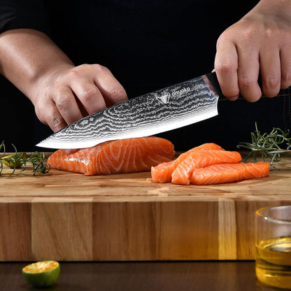 aisyoko Santoku Knife 5" inches-Japan 8C Super Steel 67 Layer Damascus Steel-Sharp Kitchen Knife-Full Tang ABS Anti-Skid Handle utility knife Cooking Knife with Luxury Gift Box