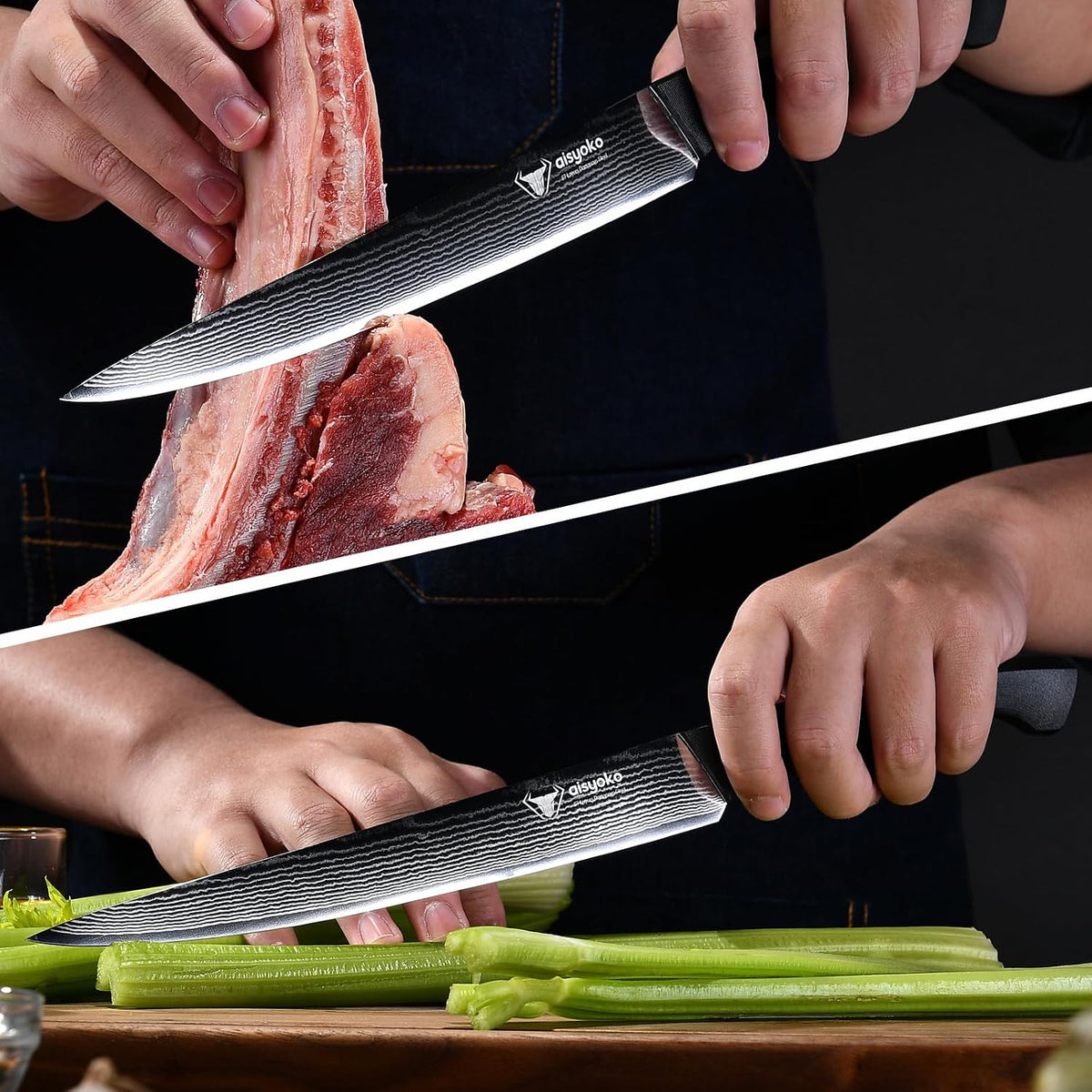 aisyoko Santoku Knife 5" inches-Japan 8C Super Steel 67 Layer Damascus Steel-Sharp Kitchen Knife-Full Tang ABS Anti-Skid Handle utility knife Cooking Knife with Luxury Gift Box