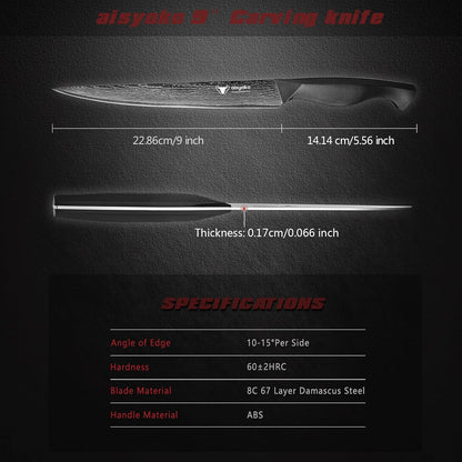 aisyoko Santoku Knife 5" inches-Japan 8C Super Steel 67 Layer Damascus Steel-Sharp Kitchen Knife-Full Tang ABS Anti-Skid Handle utility knife Cooking Knife with Luxury Gift Box