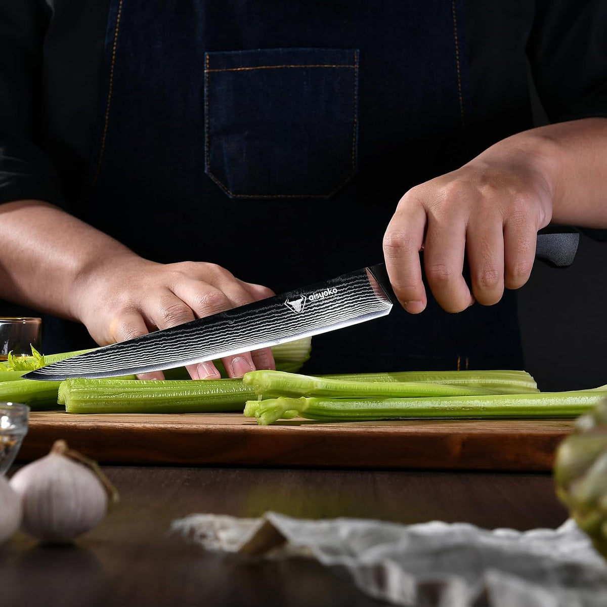 aisyoko Santoku Knife 5" inches-Japan 8C Super Steel 67 Layer Damascus Steel-Sharp Kitchen Knife-Full Tang ABS Anti-Skid Handle utility knife Cooking Knife with Luxury Gift Box