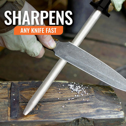 Wiebe 12-Inch Fine Grit Diamond Sharpening Steel | Professional Honing Rod for Hunting, Butcher, and Skinning Knives | Quickly Sharpens High-Carbon and Stainless Steel Blades