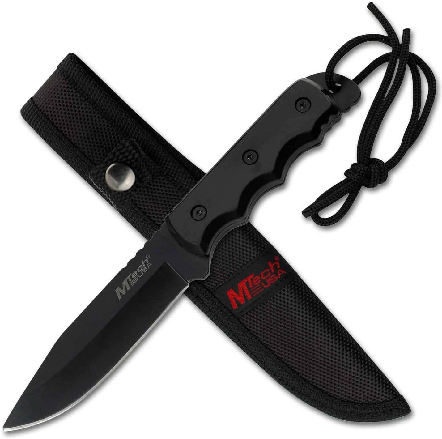 MT-20-35 Series Fixed Blade Knife, Black Drop Point Blade, Plastic Handle, 8-Inch Overall