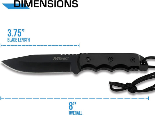 MT-20-35 Series Fixed Blade Knife, Black Drop Point Blade, Plastic Handle, 8-Inch Overall
