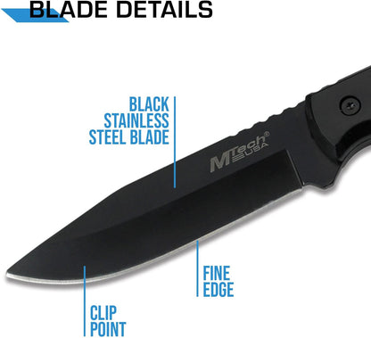 MT-20-35 Series Fixed Blade Knife, Black Drop Point Blade, Plastic Handle, 8-Inch Overall