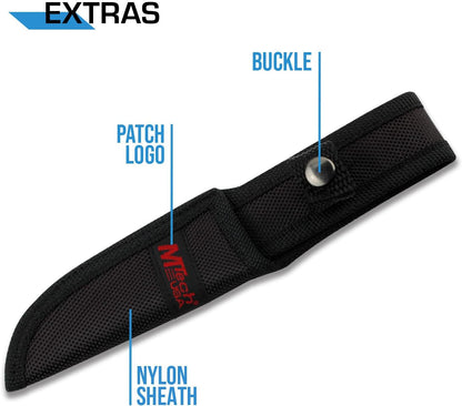 MT-20-35 Series Fixed Blade Knife, Black Drop Point Blade, Plastic Handle, 8-Inch Overall