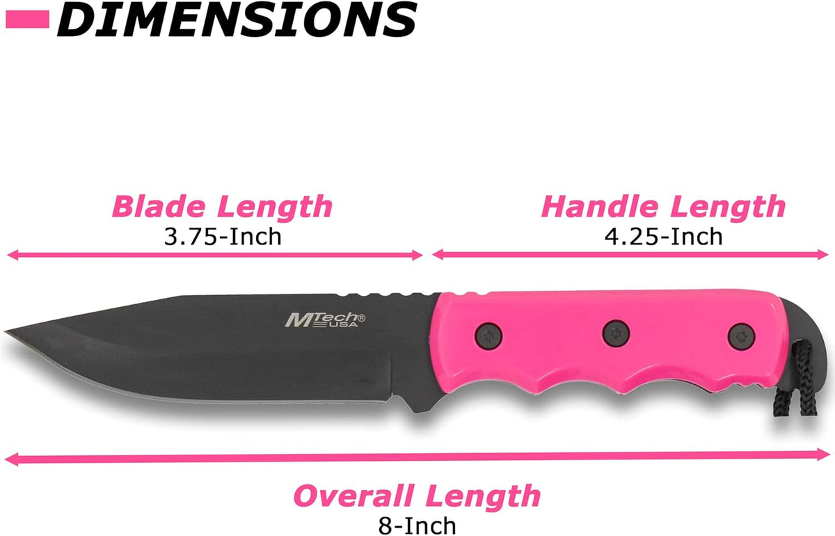 MT-20-35 Series Fixed Blade Knife, Black Drop Point Blade, Plastic Handle, 8-Inch Overall