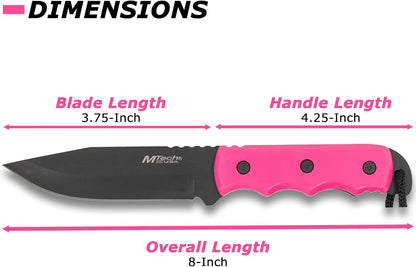 MT-20-35 Series Fixed Blade Knife, Black Drop Point Blade, Plastic Handle, 8-Inch Overall