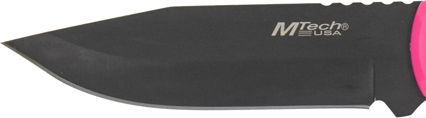 MT-20-35 Series Fixed Blade Knife, Black Drop Point Blade, Plastic Handle, 8-Inch Overall