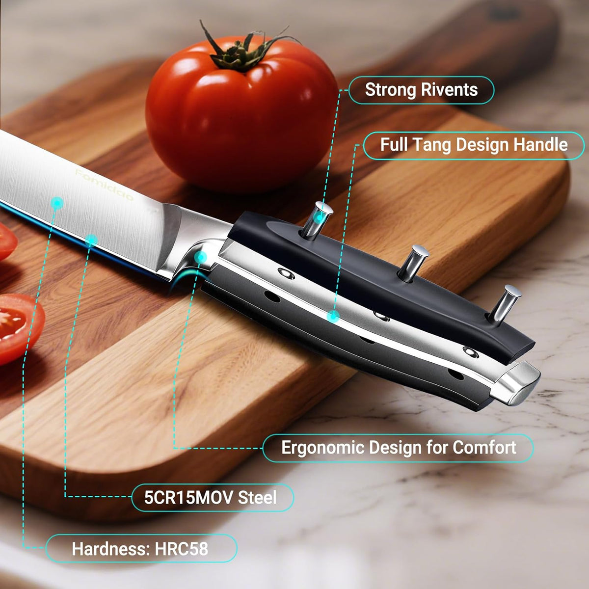 4PSC Knife Block Set With Magnetic Knife Block Holder, Ultra-Sharp Japanese Kitchen Knife Set, High-carbon Steel Chef Knife Sets With Full Tang Handle Design