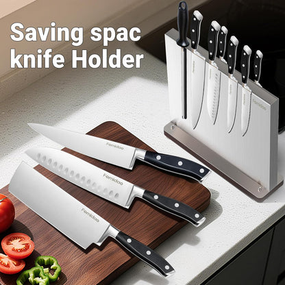 4PSC Knife Block Set With Magnetic Knife Block Holder, Ultra-Sharp Japanese Kitchen Knife Set, High-carbon Steel Chef Knife Sets With Full Tang Handle Design