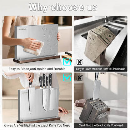 4PSC Knife Block Set With Magnetic Knife Block Holder, Ultra-Sharp Japanese Kitchen Knife Set, High-carbon Steel Chef Knife Sets With Full Tang Handle Design