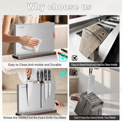 4PSC Knife Block Set With Magnetic Knife Block Holder, Ultra-Sharp Japanese Kitchen Knife Set, High-carbon Steel Chef Knife Sets With Full Tang Handle Design