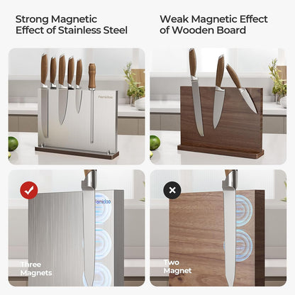4PSC Knife Block Set With Magnetic Knife Block Holder, Ultra-Sharp Japanese Kitchen Knife Set, High-carbon Steel Chef Knife Sets With Full Tang Handle Design