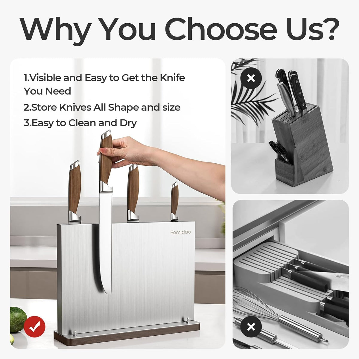 4PSC Knife Block Set With Magnetic Knife Block Holder, Ultra-Sharp Japanese Kitchen Knife Set, High-carbon Steel Chef Knife Sets With Full Tang Handle Design