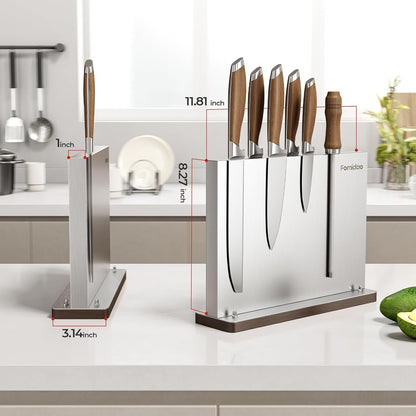 4PSC Knife Block Set With Magnetic Knife Block Holder, Ultra-Sharp Japanese Kitchen Knife Set, High-carbon Steel Chef Knife Sets With Full Tang Handle Design