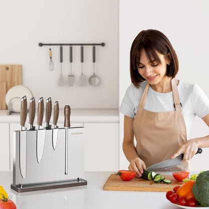 4PSC Knife Block Set With Magnetic Knife Block Holder, Ultra-Sharp Japanese Kitchen Knife Set, High-carbon Steel Chef Knife Sets With Full Tang Handle Design