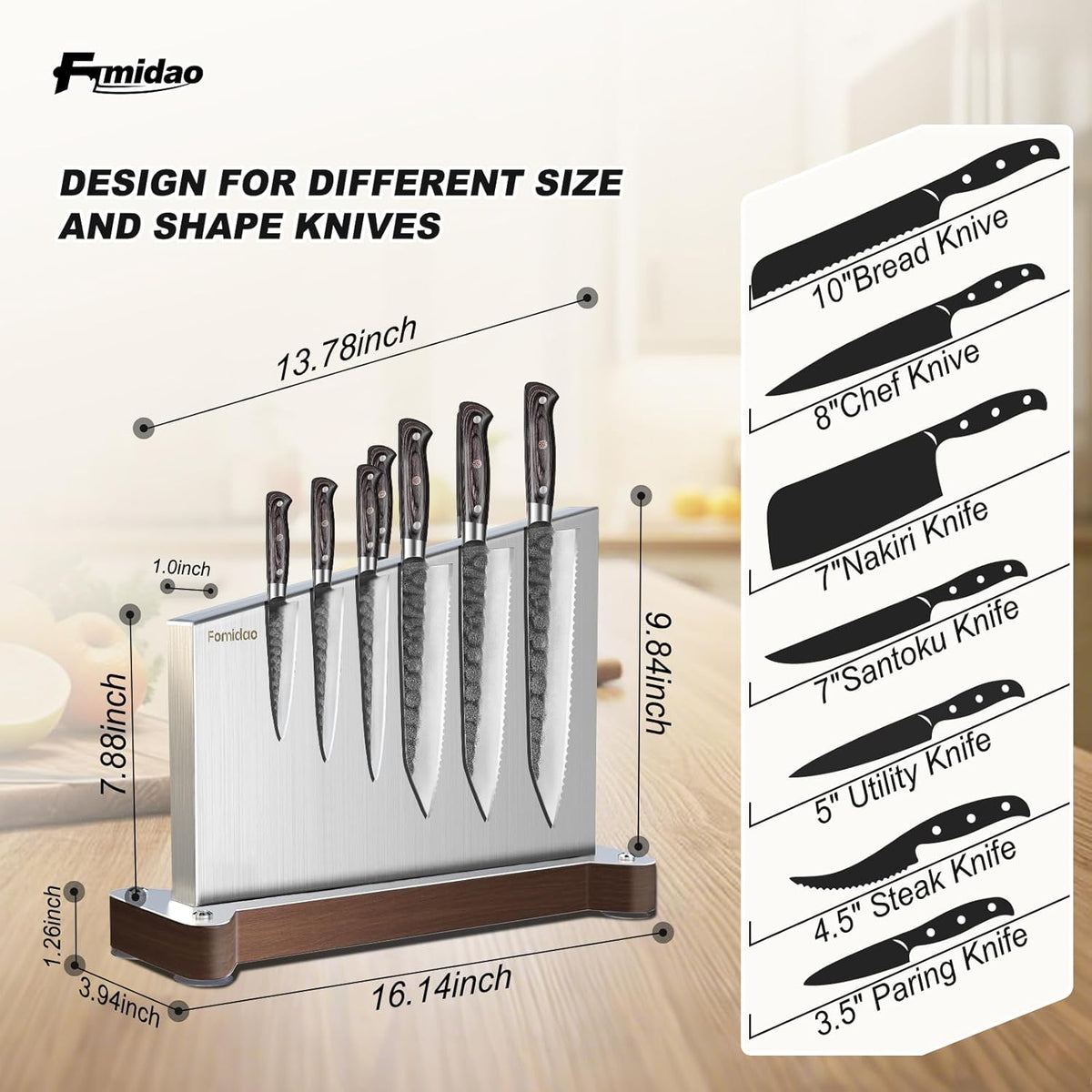 4PSC Knife Block Set With Magnetic Knife Block Holder, Ultra-Sharp Japanese Kitchen Knife Set, High-carbon Steel Chef Knife Sets With Full Tang Handle Design