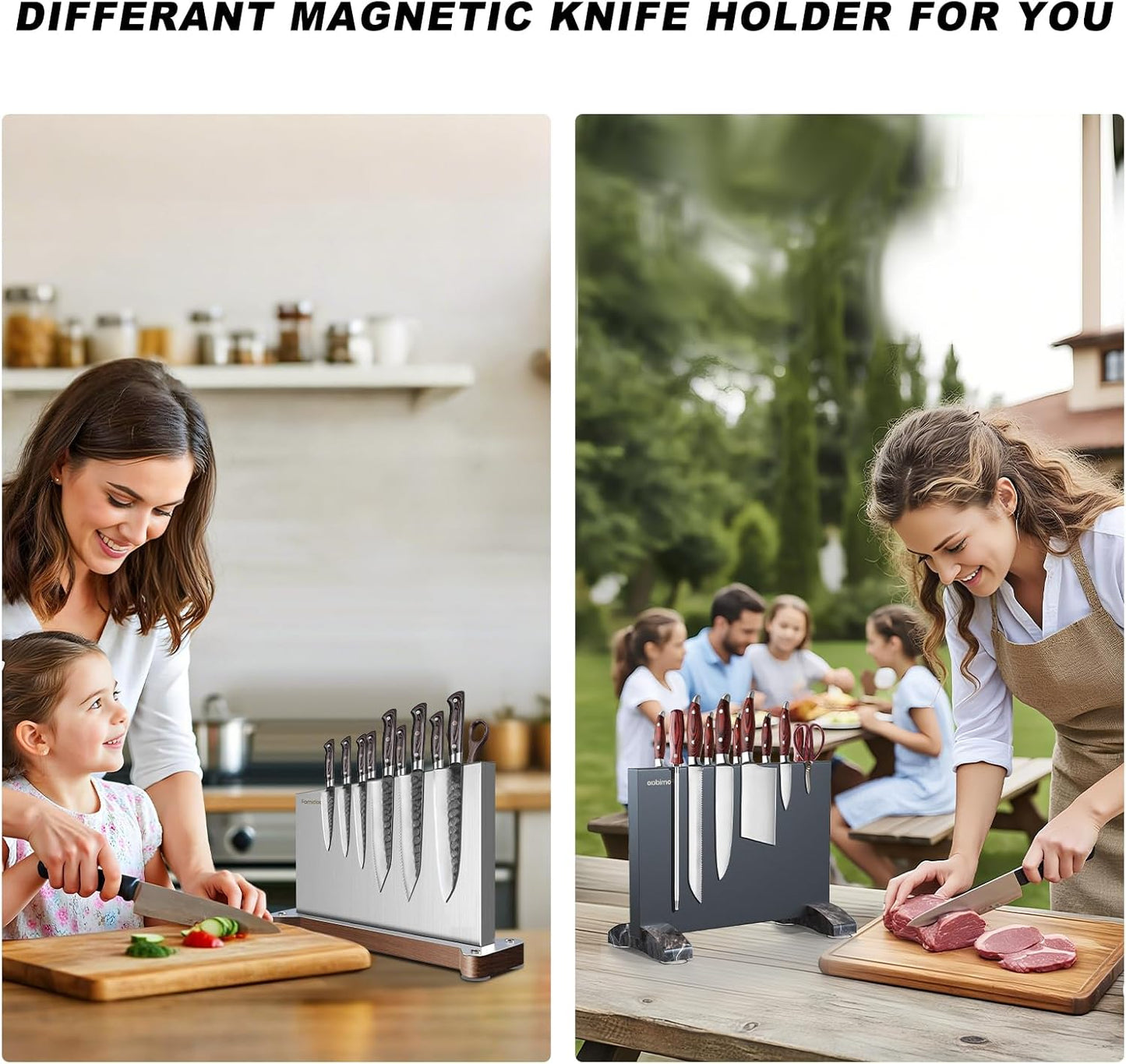 4PSC Knife Block Set With Magnetic Knife Block Holder, Ultra-Sharp Japanese Kitchen Knife Set, High-carbon Steel Chef Knife Sets With Full Tang Handle Design