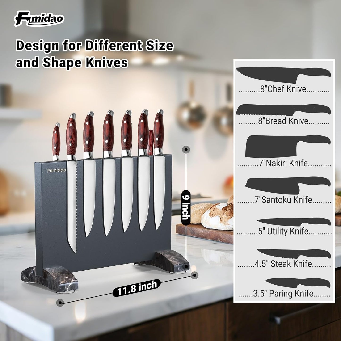 4PSC Knife Block Set With Magnetic Knife Block Holder, Ultra-Sharp Japanese Kitchen Knife Set, High-carbon Steel Chef Knife Sets With Full Tang Handle Design