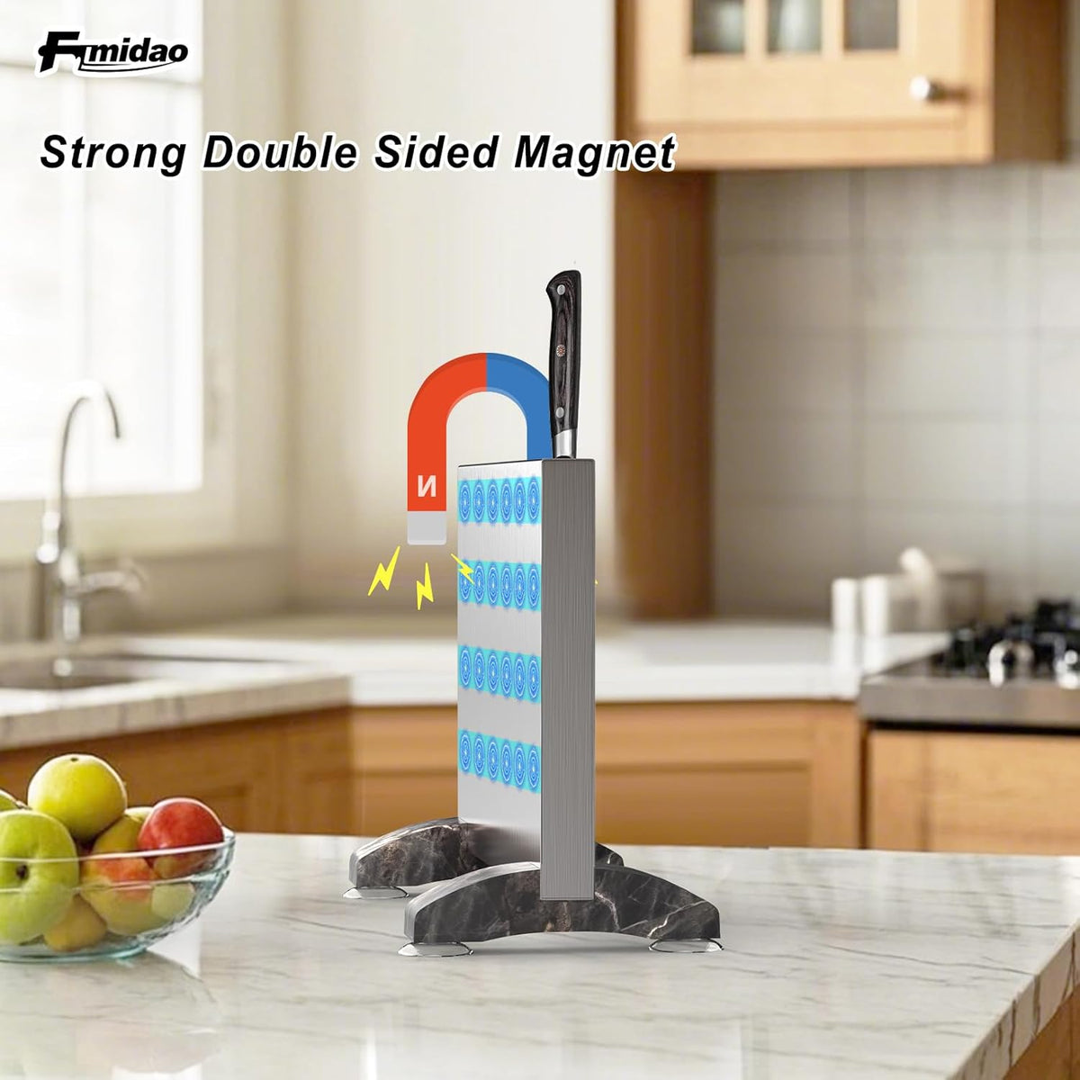 4PSC Knife Block Set With Magnetic Knife Block Holder, Ultra-Sharp Japanese Kitchen Knife Set, High-carbon Steel Chef Knife Sets With Full Tang Handle Design