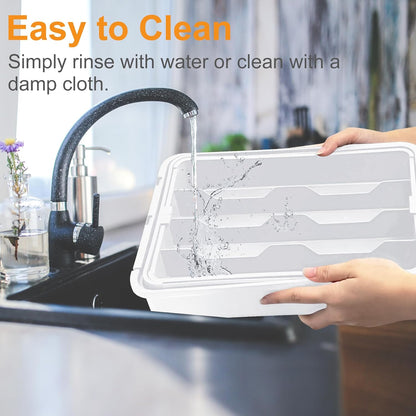 Silverware Drawer Organizer, Adjustable Kitchen Drawer Organizer, Expands from 4 to 7 Slots, Non-Slip BPA-Free Flatware Cutlery Utensil Holder for Forks Knives Spoons and Kitchen Utensil,White