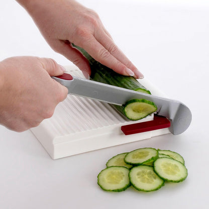 Adjustable Cheese Slicer with Board & Stainless Steel Sharp Blade, German Cheese Cutter with Precise Thickness Control, Multipurpose Food & Cheese Slicer, Effortless Slicing, White
