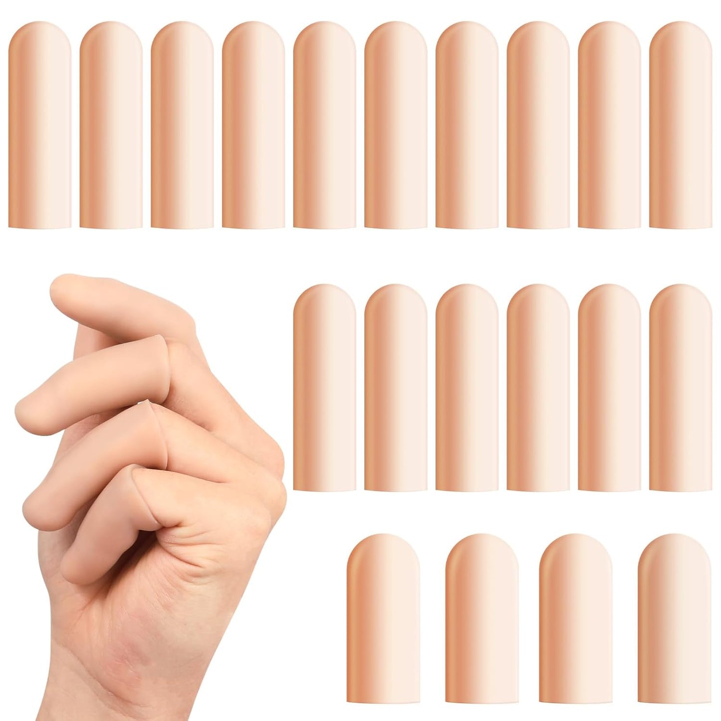 20 Pcs Gel Finger Cots - Reusable Silicone Finger Protectors & Thumb Cots, Flexible Shields for Stiff Sore Fingers Against Dryness, Rubbing, and Skin Stress During Daily Activities