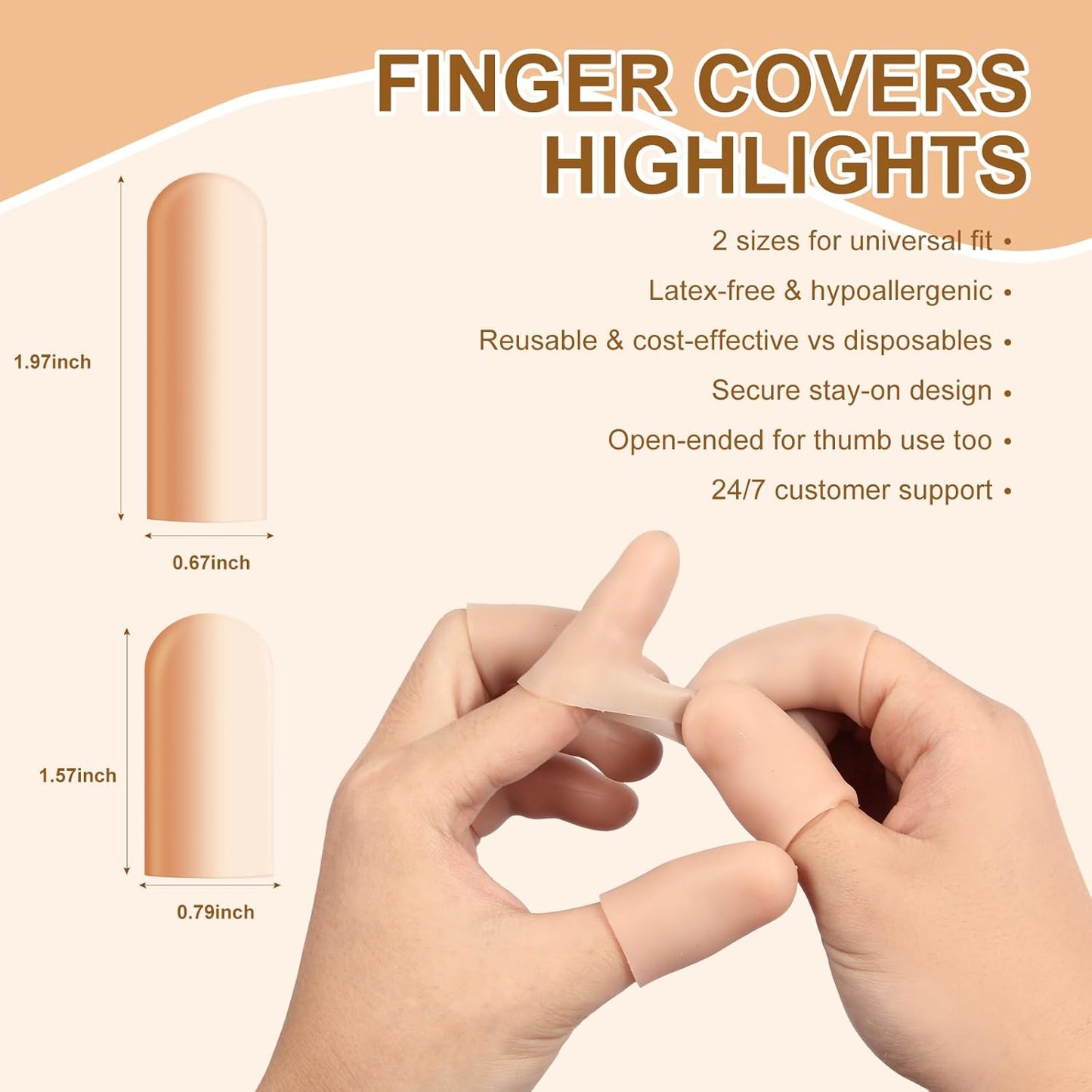 20 Pcs Gel Finger Cots - Reusable Silicone Finger Protectors & Thumb Cots, Flexible Shields for Stiff Sore Fingers Against Dryness, Rubbing, and Skin Stress During Daily Activities