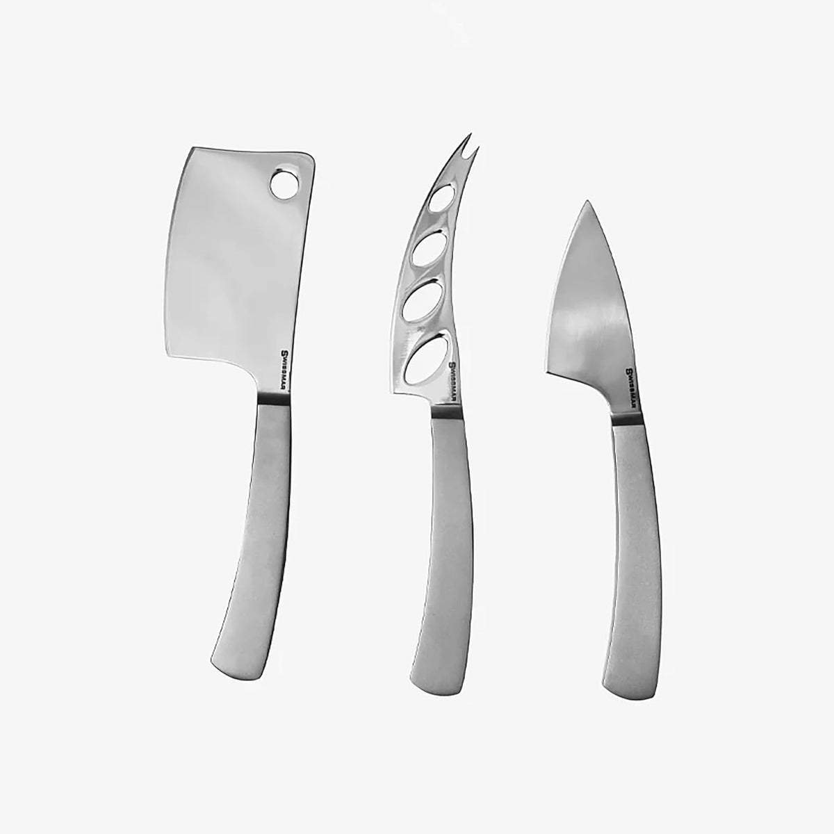 Barcelona 3-Piece Cheese Knife Set – Stainless Steel Cheese Cleaver, Moist Cheese Knife & Parmesan Knife with Sand-Blasted Handles, Gift Boxed for Entertaining or Gifting