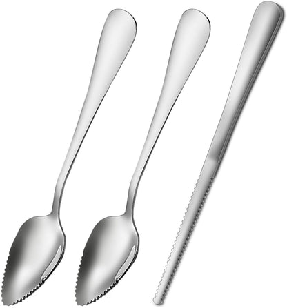 Grapefruit Spoons Serrated Edge Stainless Steel Fruit Knife Grapefruit Utensils Tool Dessert Spoons for Citrus Lemon Kiwi Salads Melon Lime Pitaya Apple Fruit Puree