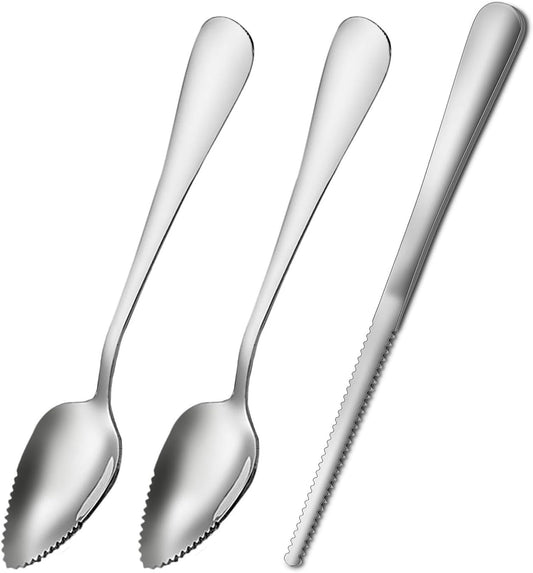 Grapefruit Spoons Serrated Edge Stainless Steel Fruit Knife Grapefruit Utensils Tool Dessert Spoons for Citrus Lemon Kiwi Salads Melon Lime Pitaya Apple Fruit Puree