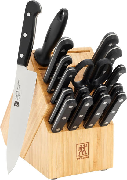 Twin Gourmet Classic 18-pc Knife Block Set, German Stainless Steel, 3 Rivet Handle, No-Stain, Includes Shears Honing Steel, Made in Spain