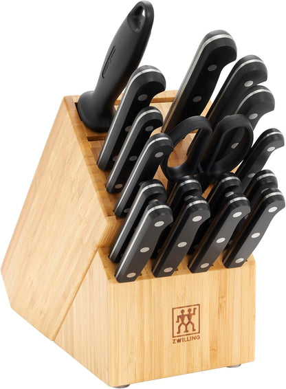 Twin Gourmet Classic 18-pc Knife Block Set, German Stainless Steel, 3 Rivet Handle, No-Stain, Includes Shears Honing Steel, Made in Spain