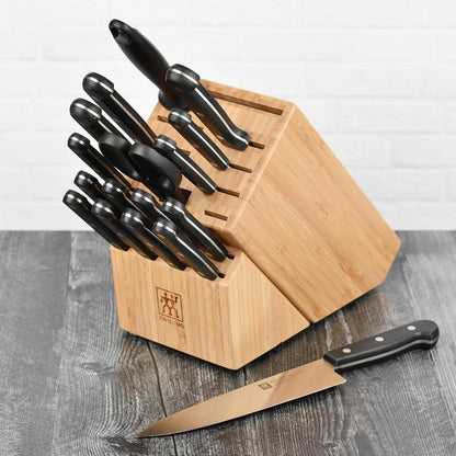 Twin Gourmet Classic 18-pc Knife Block Set, German Stainless Steel, 3 Rivet Handle, No-Stain, Includes Shears Honing Steel, Made in Spain