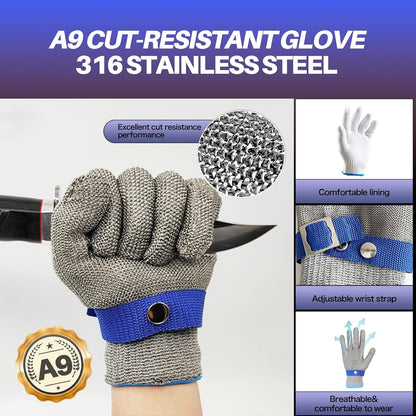 Oyster Shucking Knife+A9 Cut-Resistant Glove with Portable Case,Stainless Steel Oyster Knife and Oyster Shucking Gloves Kit,Heavy Duty Oyster Opener Tool, Oyster Shucker Tool for Chef