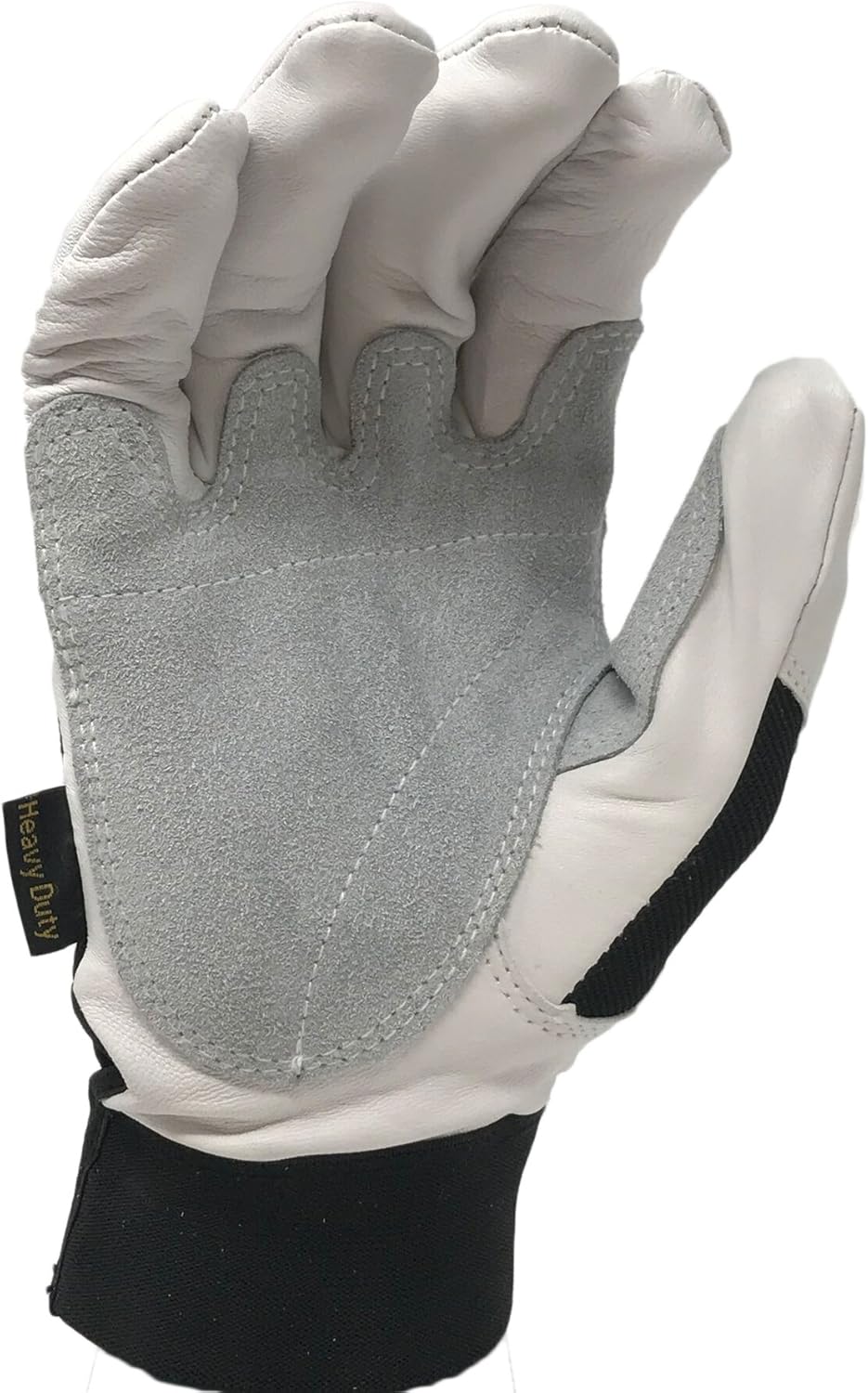 Ironcat Heavy Duty Top Grain Goatskin Leather Glove with Spandex Back, Reinforced Palm, Hook & Loop Closure, White/Black