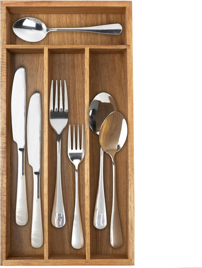 Silverware Organizer Small Bamboo Kitchen Drawer Organizer Utensil Organizer Silverware Holder Cutlery Organizer in drawer Flatware Organizer Tray (Black 4 Slots)
