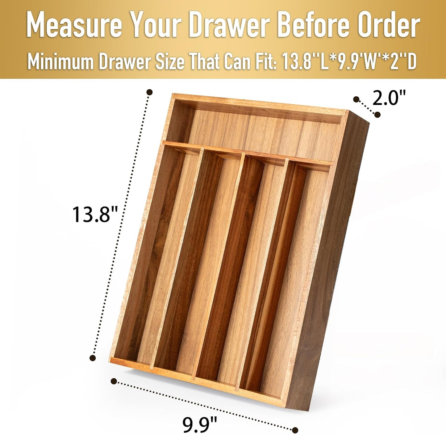 Silverware Organizer Small Bamboo Kitchen Drawer Organizer Utensil Organizer Silverware Holder Cutlery Organizer in drawer Flatware Organizer Tray (Black 4 Slots)