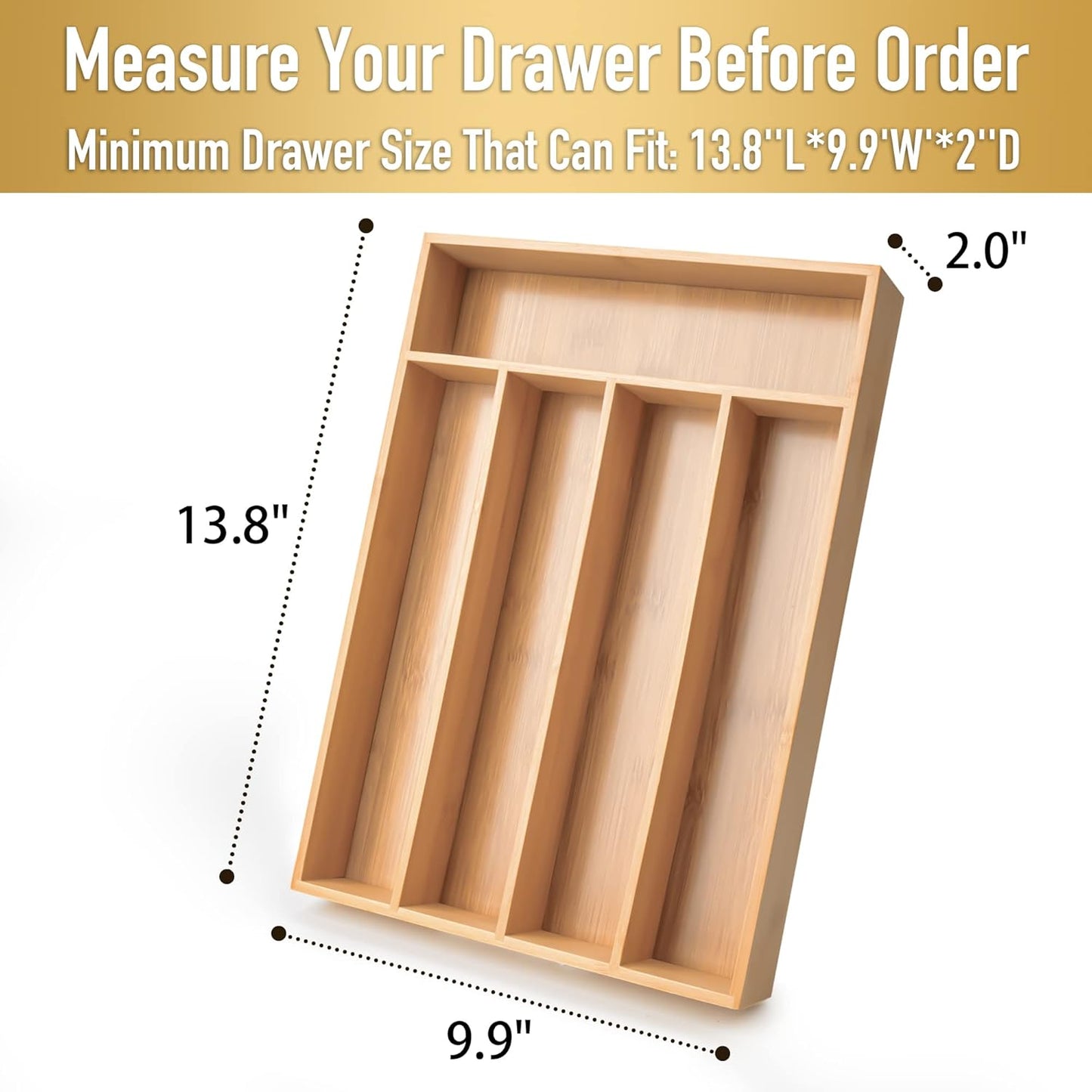 Silverware Organizer Small Bamboo Kitchen Drawer Organizer Utensil Organizer Silverware Holder Cutlery Organizer in drawer Flatware Organizer Tray (Black 4 Slots)